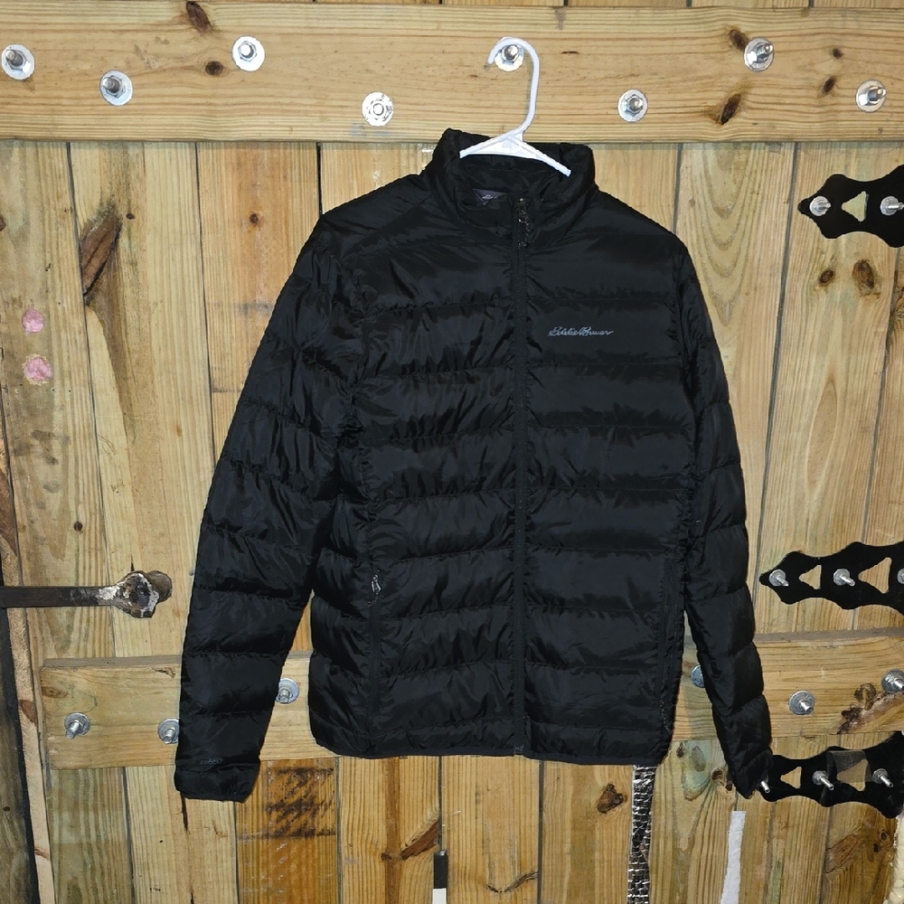 Eddie Bauer Black Puffer Jacket Quilted Design